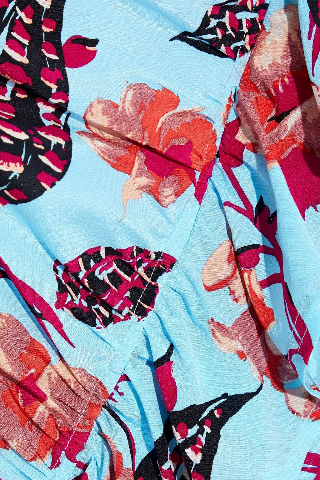 A.L.C. Geller ruched floral-print silk-blend crepe de chine mini dress