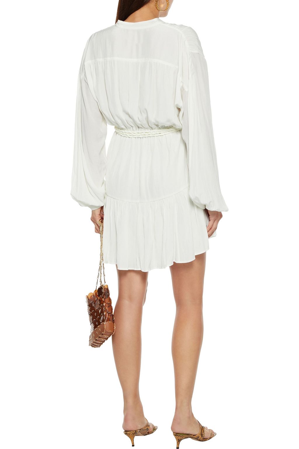 A.L.C. Jen belted gathered voile mini dress