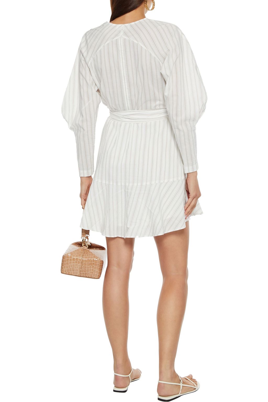 A.L.C. Enzo striped cotton-blend poplin mini wrap dress