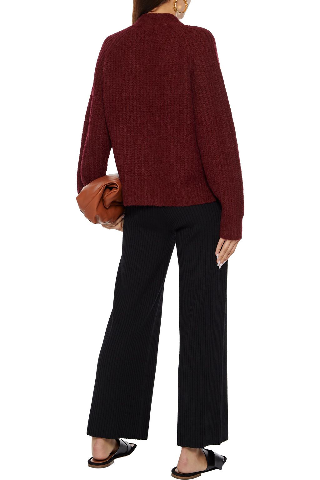A.L.C. Mélange brushed ribbed-knit cardigan