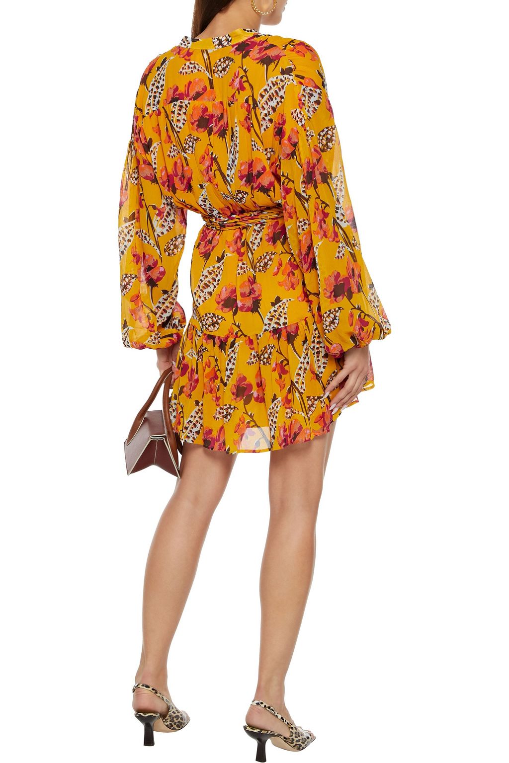 A.L.C. Jen belted floral-print silk-crepon mini dress