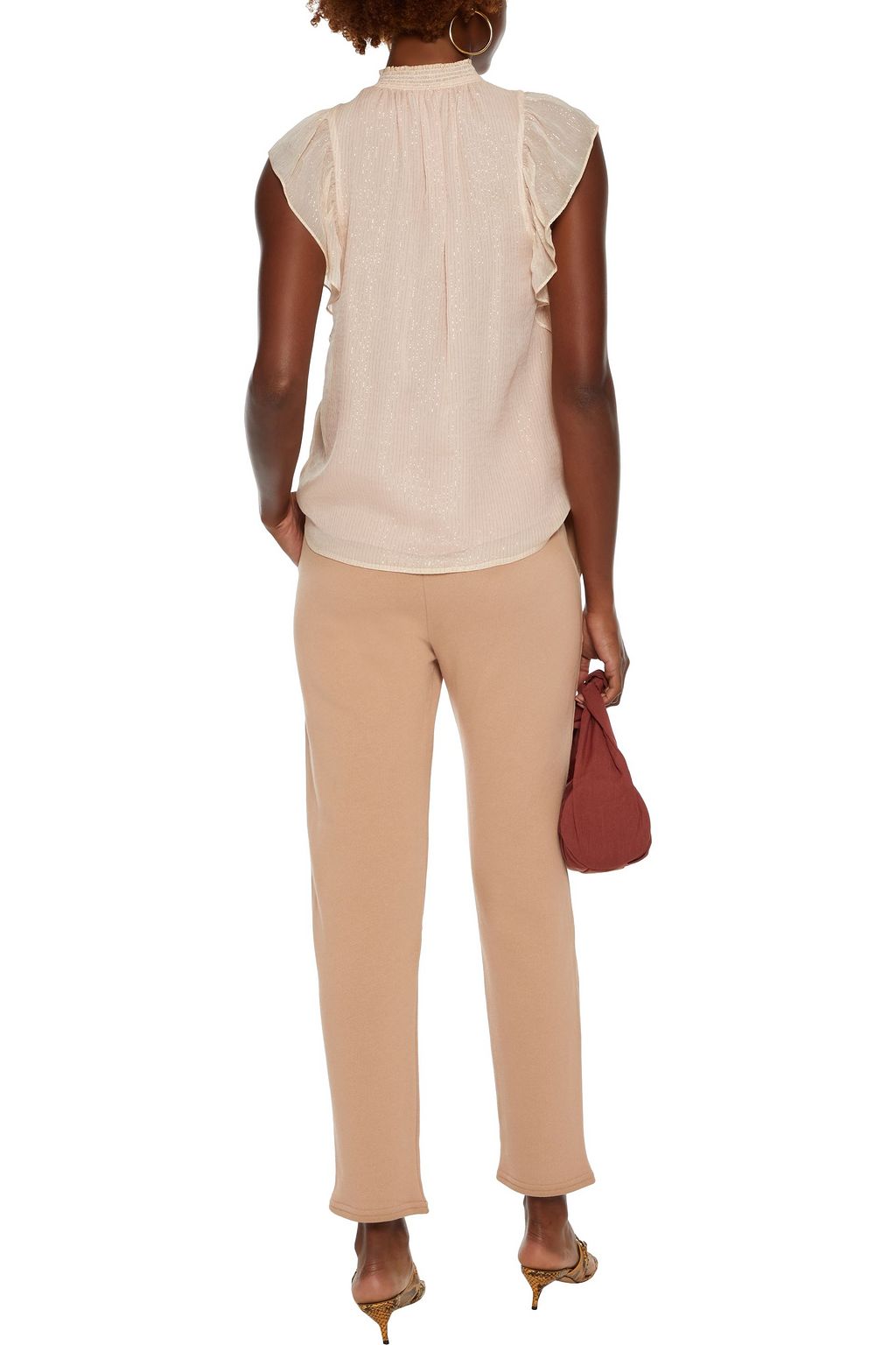 A.L.C. Hayley ruffled metallic silk-blend crepon blouse