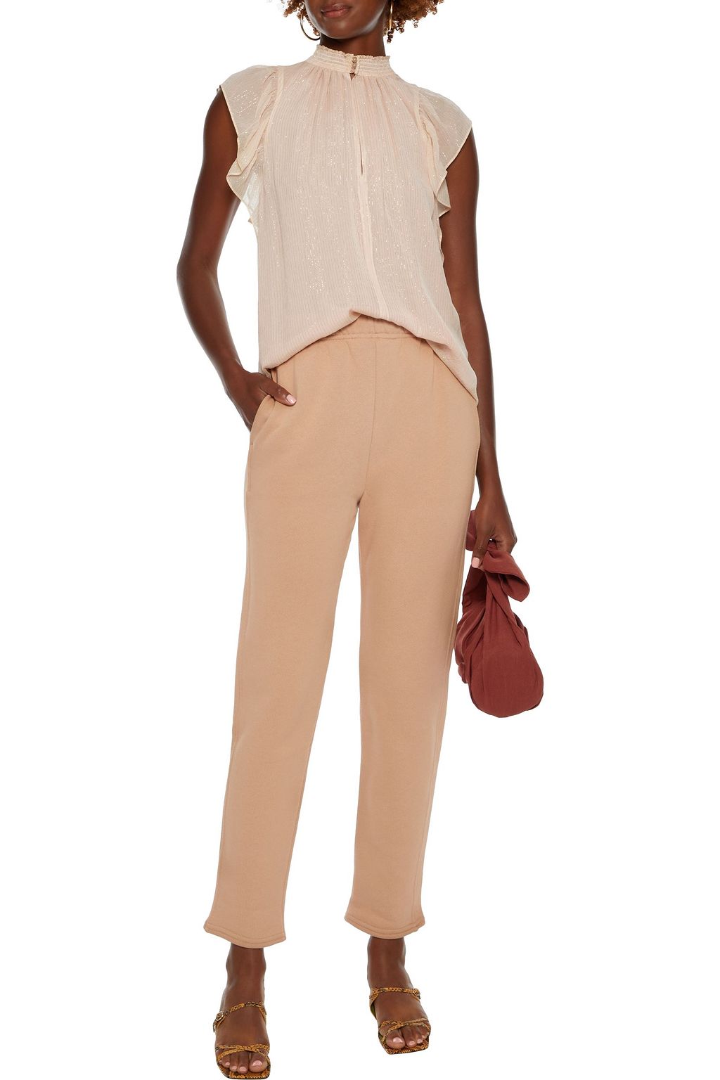A.L.C. Hayley ruffled metallic silk-blend crepon blouse