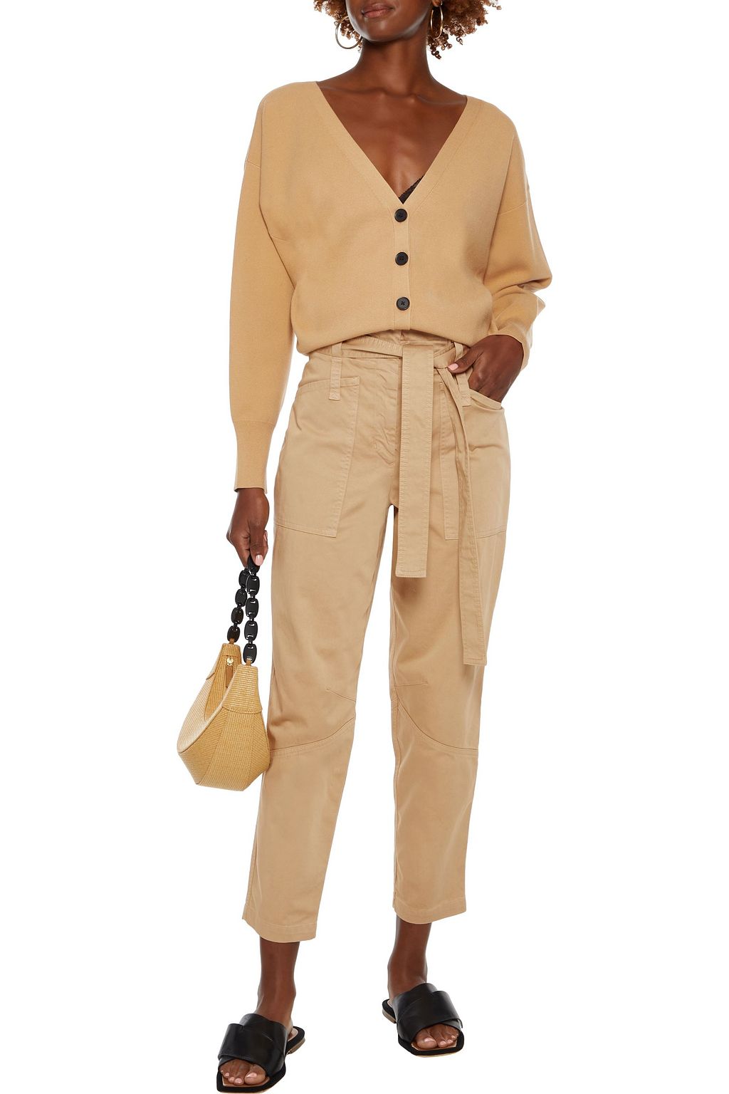 A.L.C. Coburn II cropped belted cotton-blend tapered pants