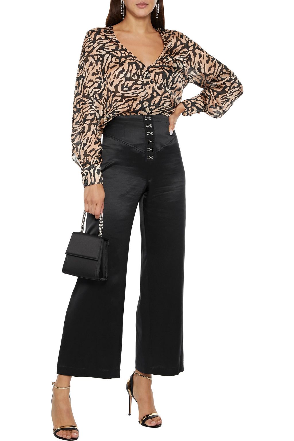 FLEUR DU MAL Tiger-print silk-chiffon wrap blouse