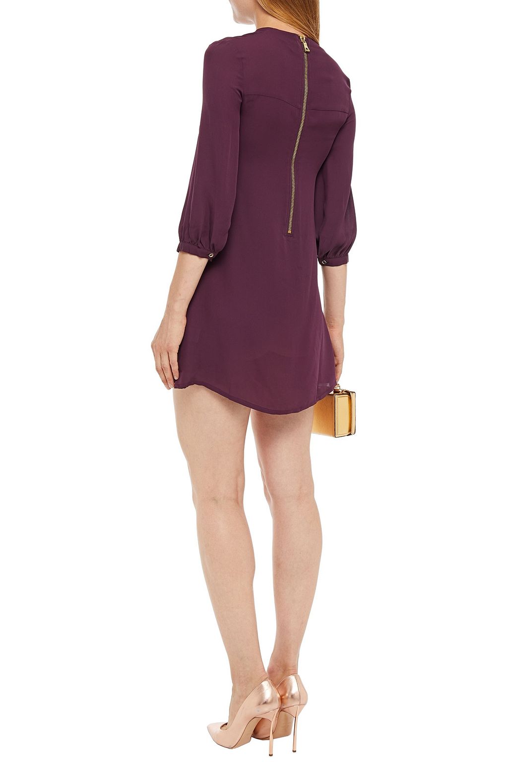 PIERRE BALMAIN Button-embellished silk-chiffon mini dress