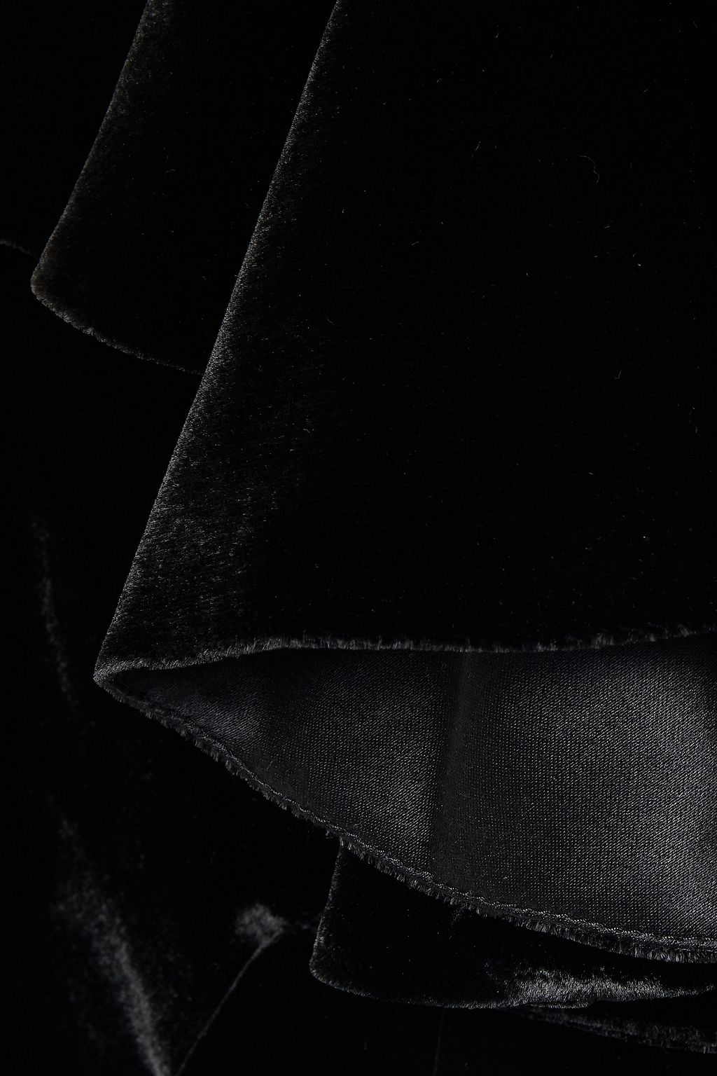 BALMAIN Ruffled velvet mini skirt