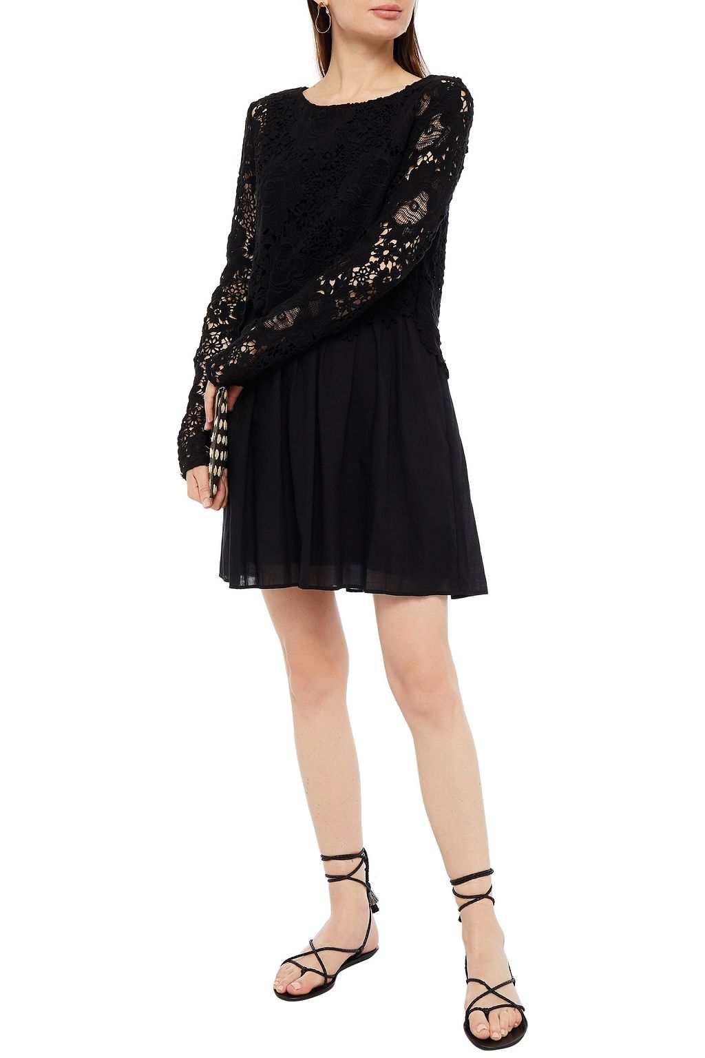 SEE BY CHLOÉ Layered guipure lace and cotton-gauze dress