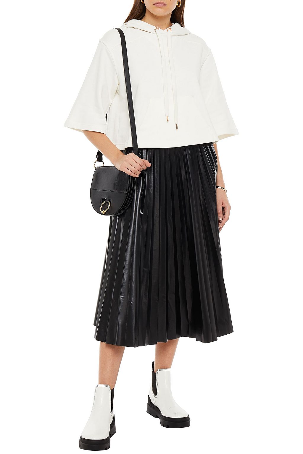 SEE BY CHLOÉ Cropped French cotton-terry hoodie