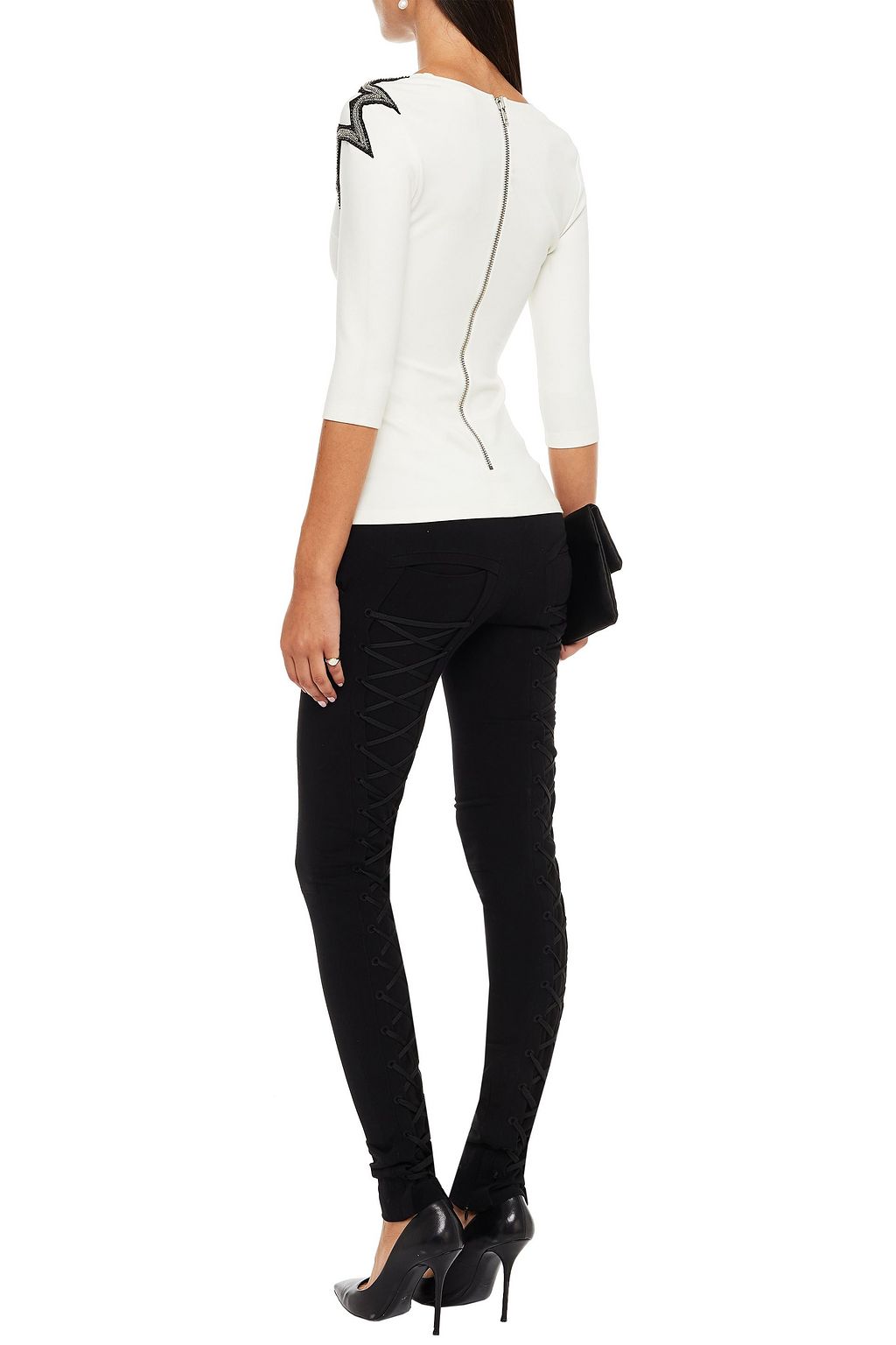 PIERRE BALMAIN Lace-up jersey skinny pants