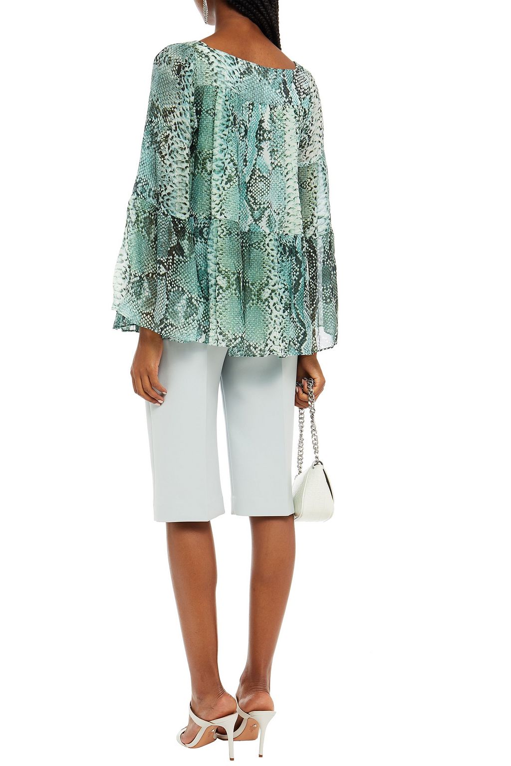 PIERRE BALMAIN Snake-print silk-chiffon blouse
