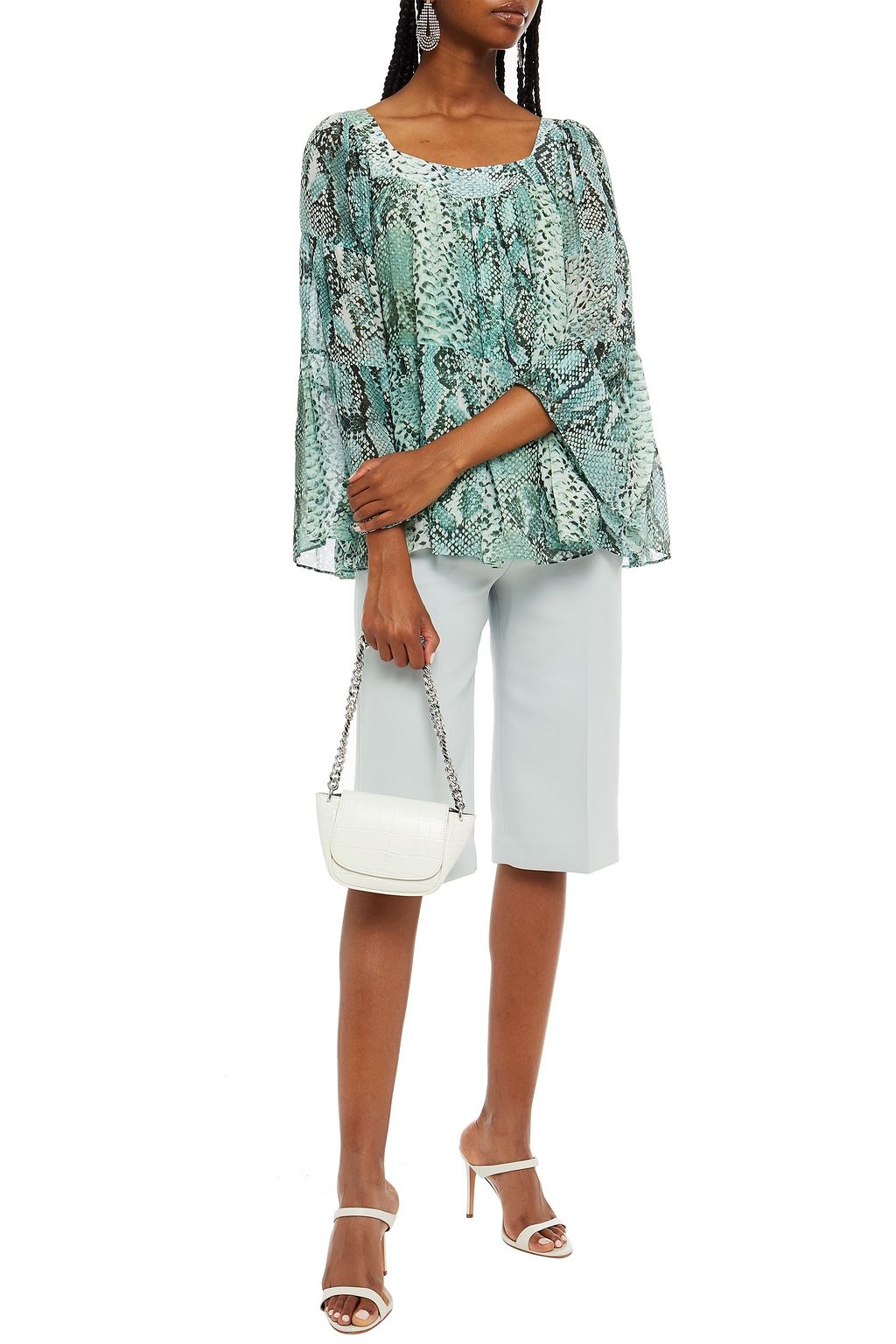 PIERRE BALMAIN Snake-print silk-chiffon blouse
