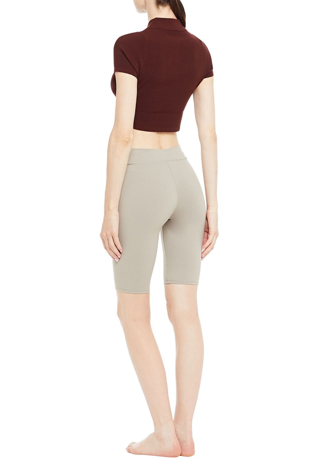 LIVE THE PROCESS Cropped ribbed-knit polo shirt
