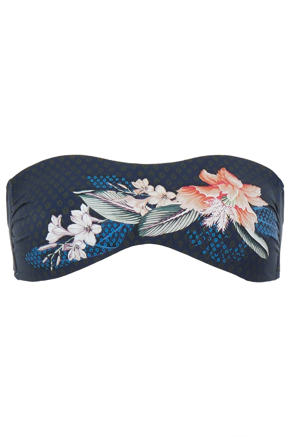 Jets Australia By Jessika Allen Woman Printed Bandeau Bikini Top Navy Size 10