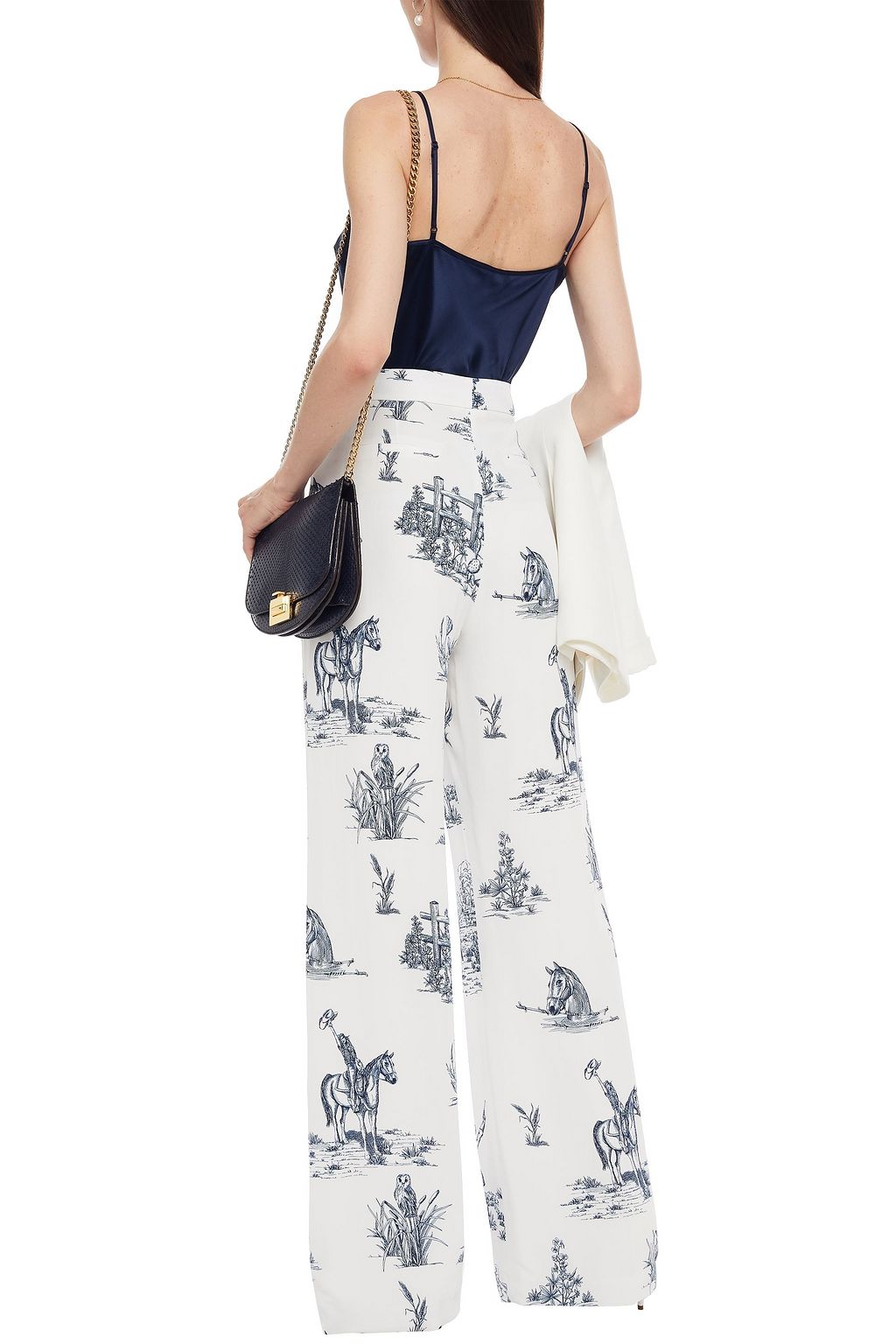 LELA ROSE Printed crepe wide-leg pants