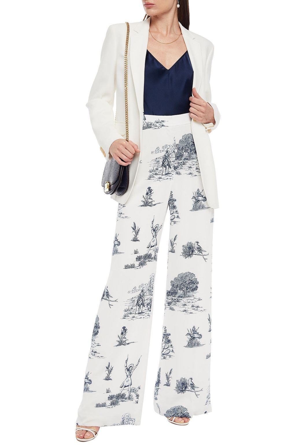 LELA ROSE Printed crepe wide-leg pants