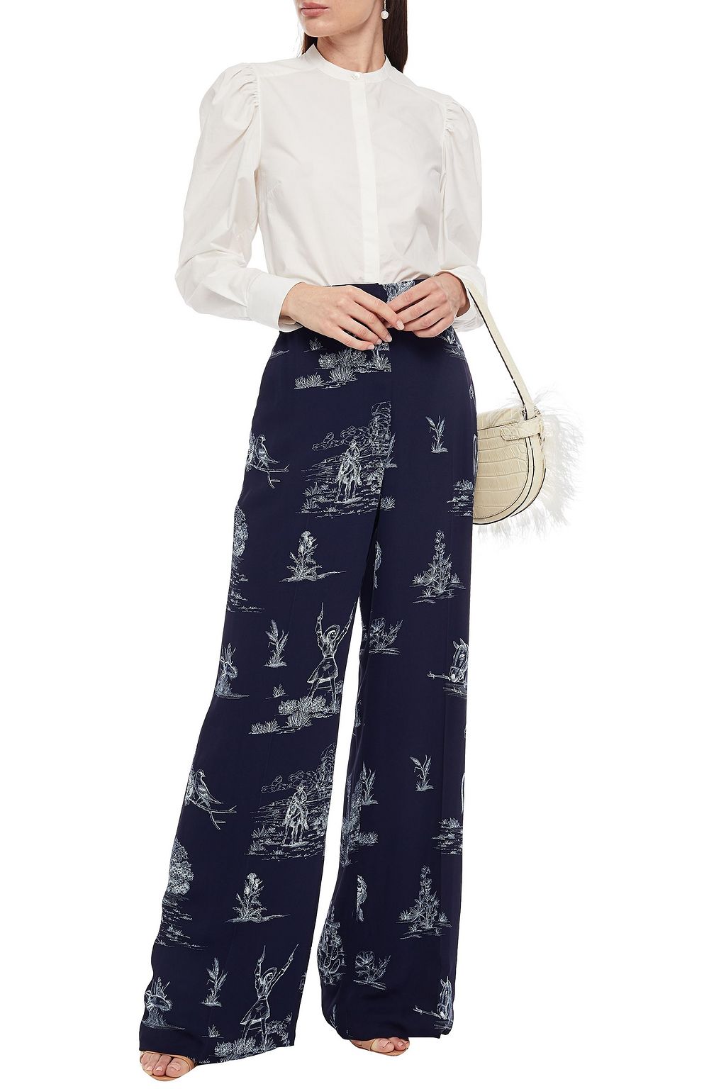 LELA ROSE Printed crepe wide-leg pants