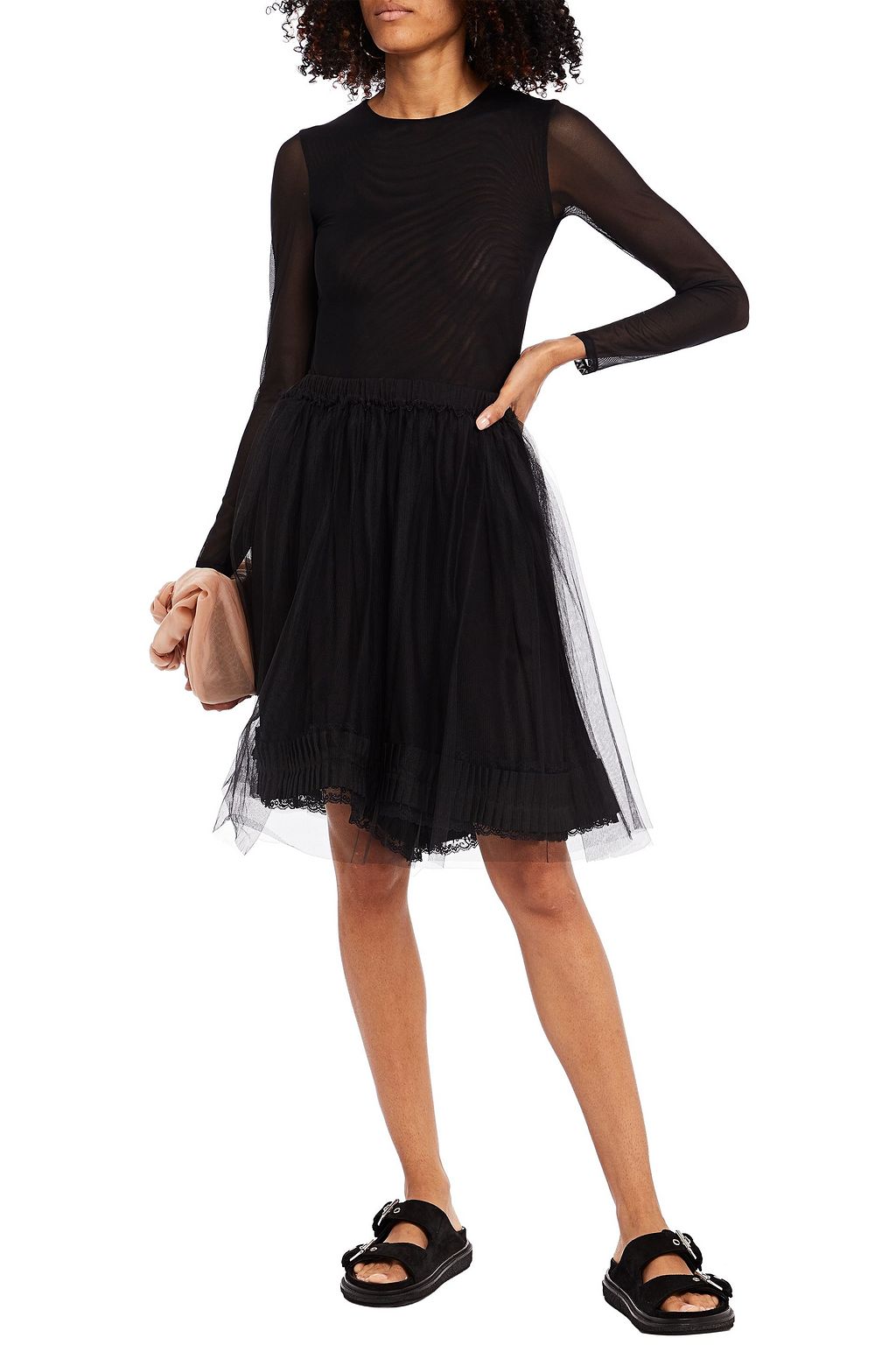 MM6 MAISON MARGIELA Layered tulle and cotton-jersey skirt