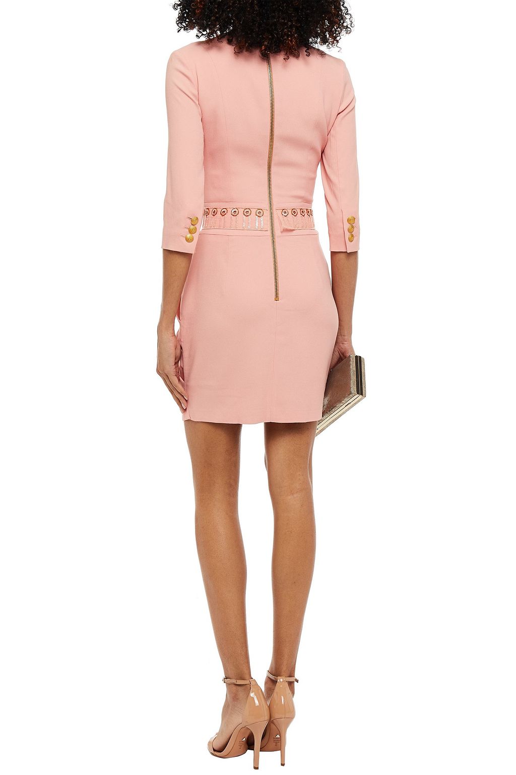 PIERRE BALMAIN Wrap-effect pleated embellished cady mini dress