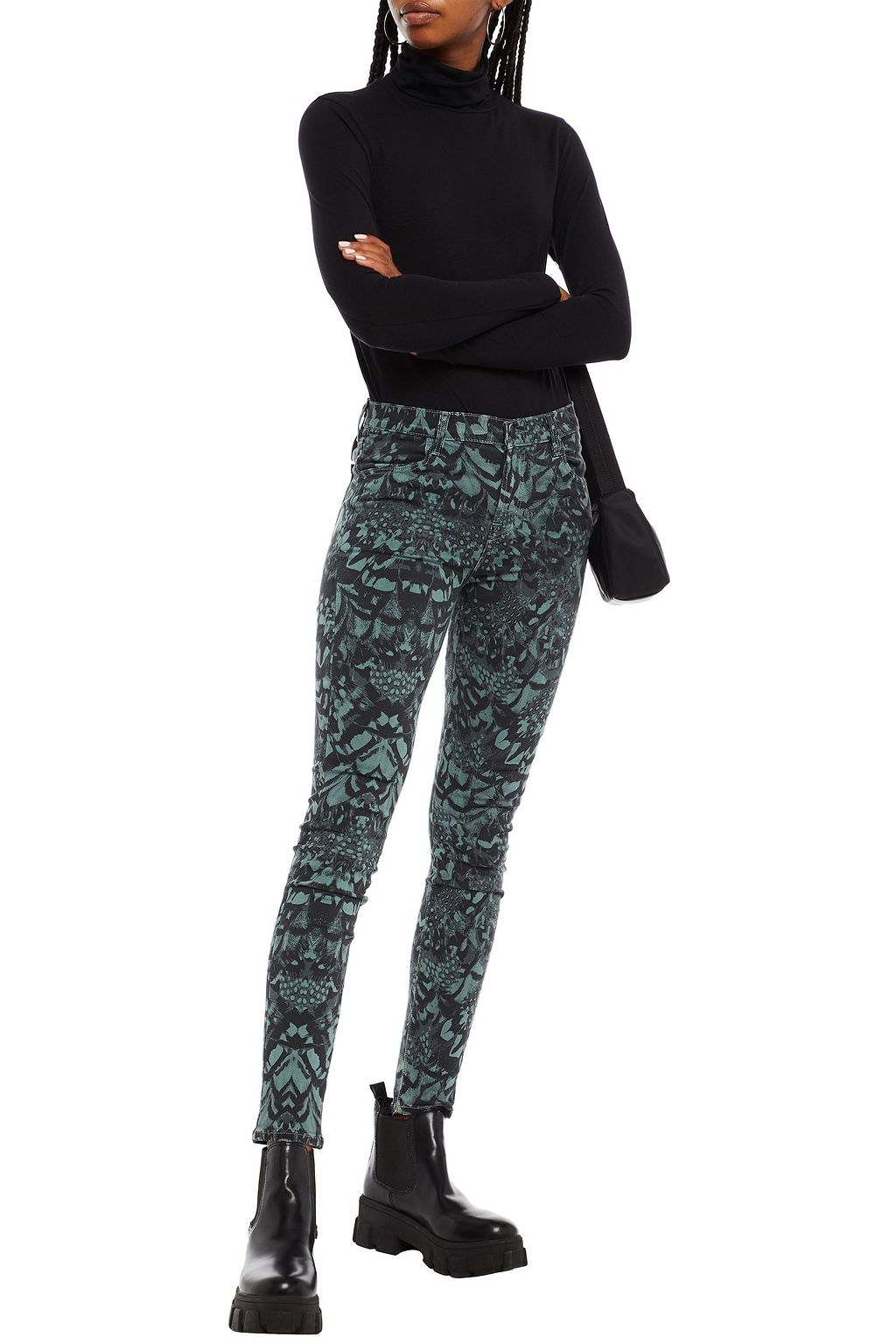 J BRAND Printed mid-rise skinny jeans
