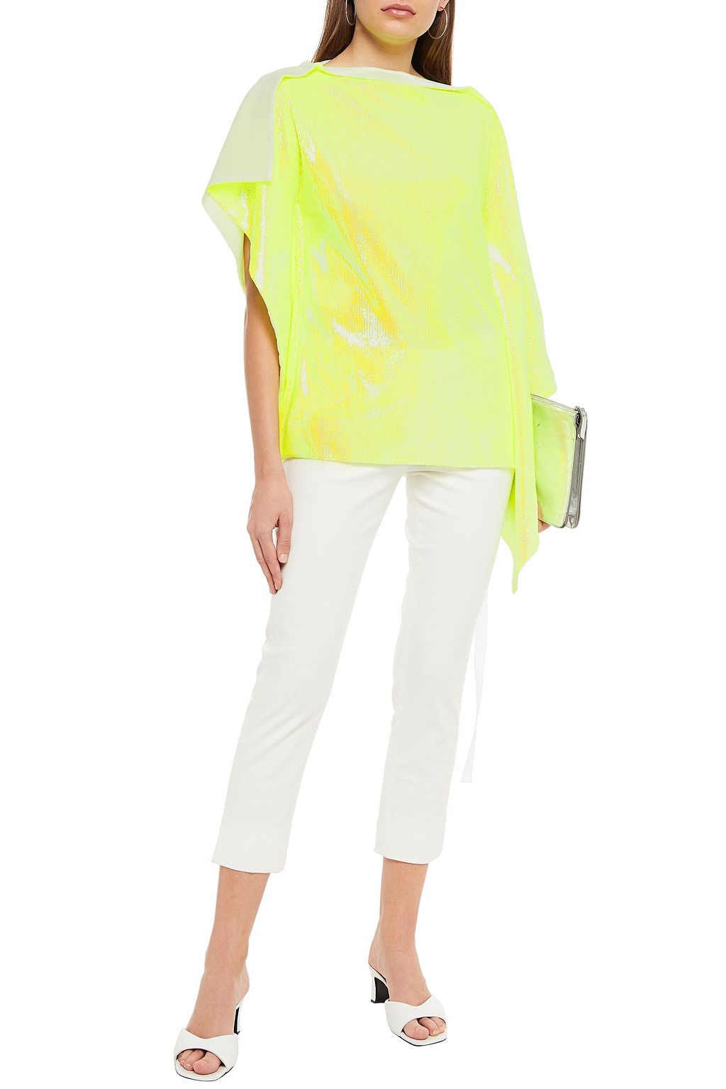 MM6 MAISON MARGIELA Draped neon sequined satin-twill top