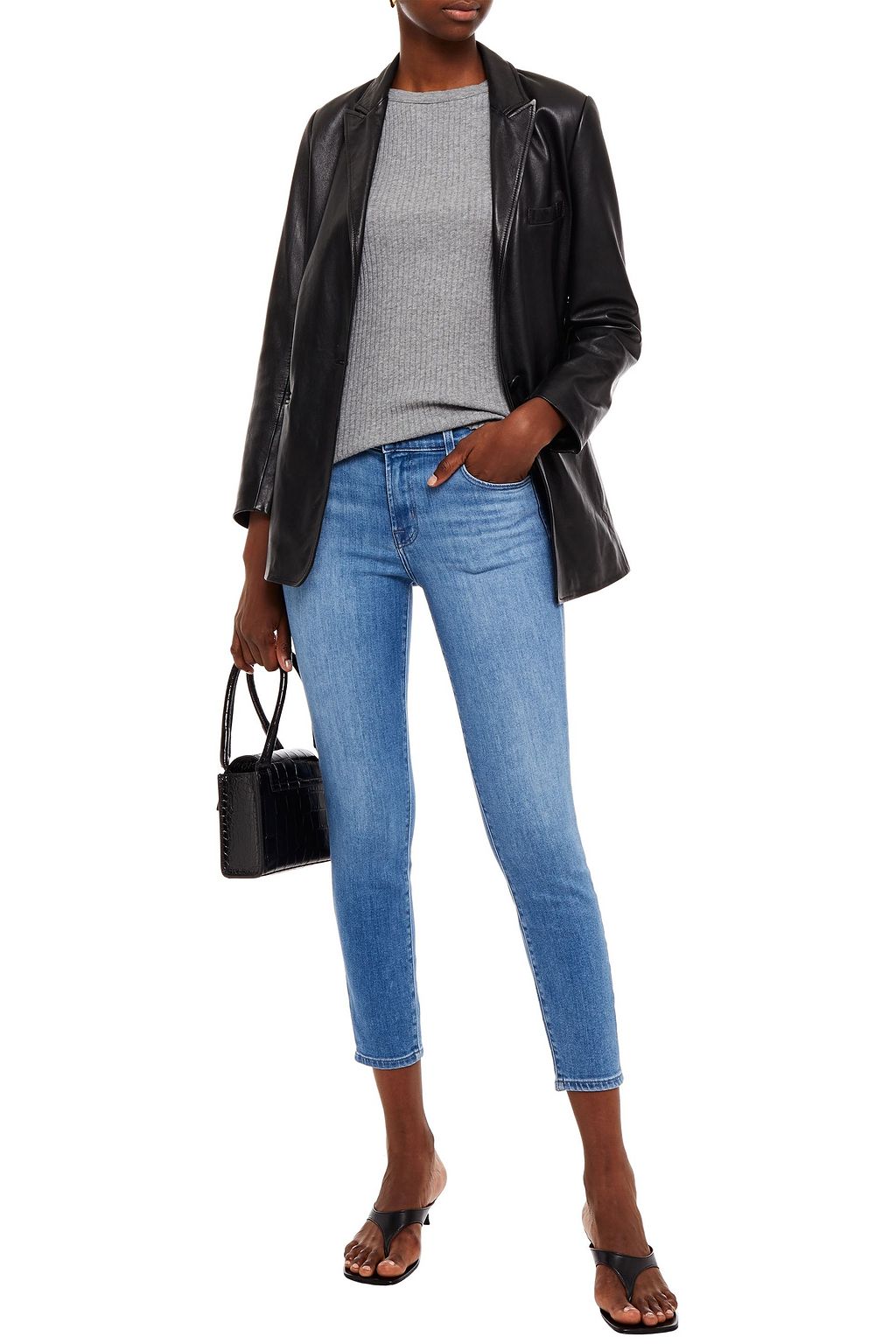 J BRAND جينز سكيني قصير متوسط الخصر