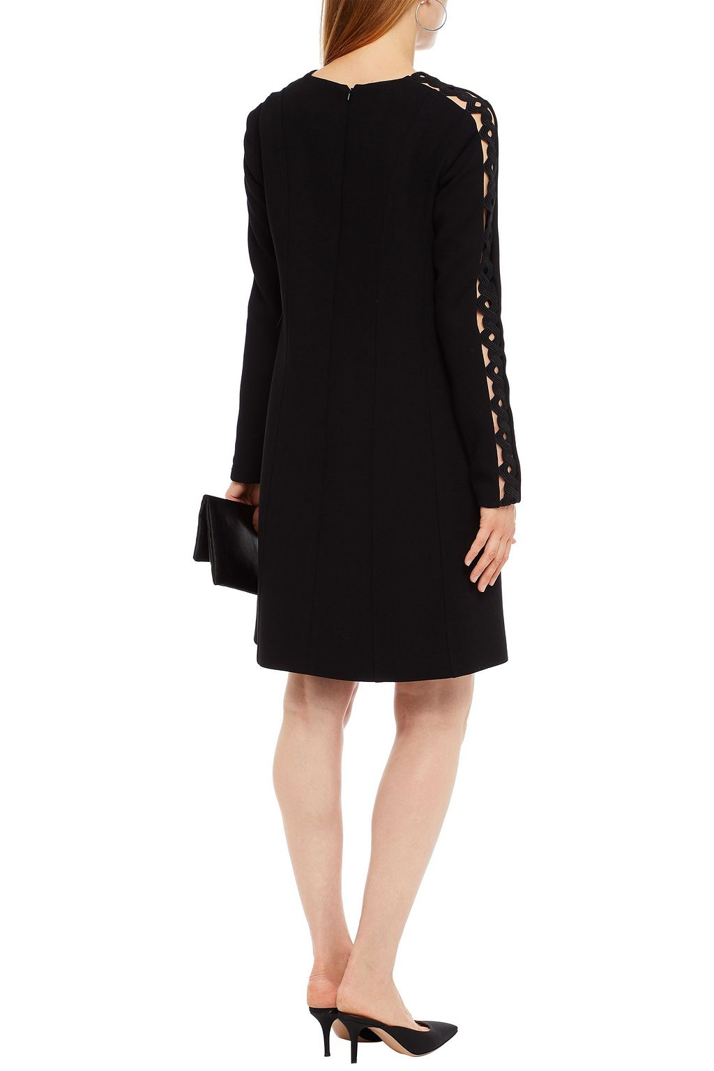 LELA ROSE Guipure lace-trimmed crepe dress