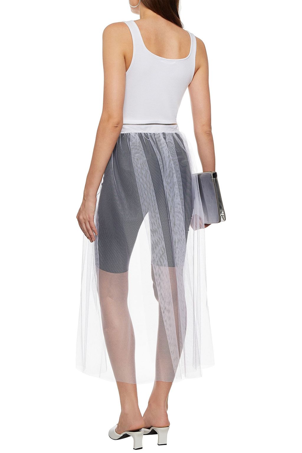 MM6 MAISON MARGIELA Zip-embellished tulle midi skirt