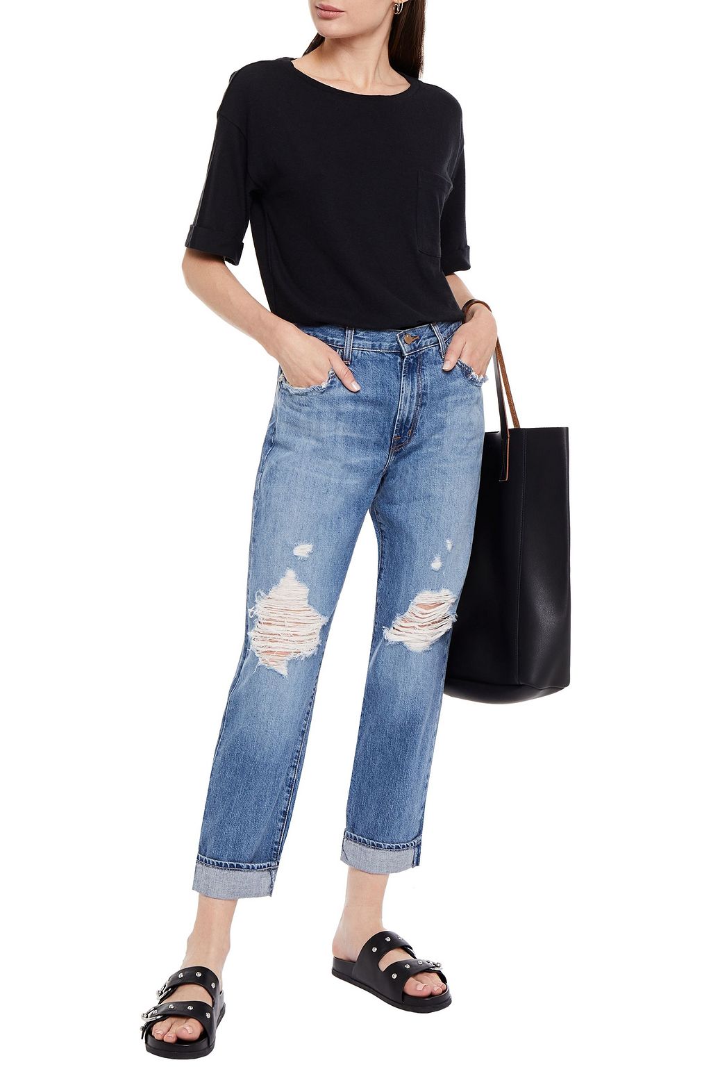 J BRAND Cotton and linen-blend jersey T-shirt