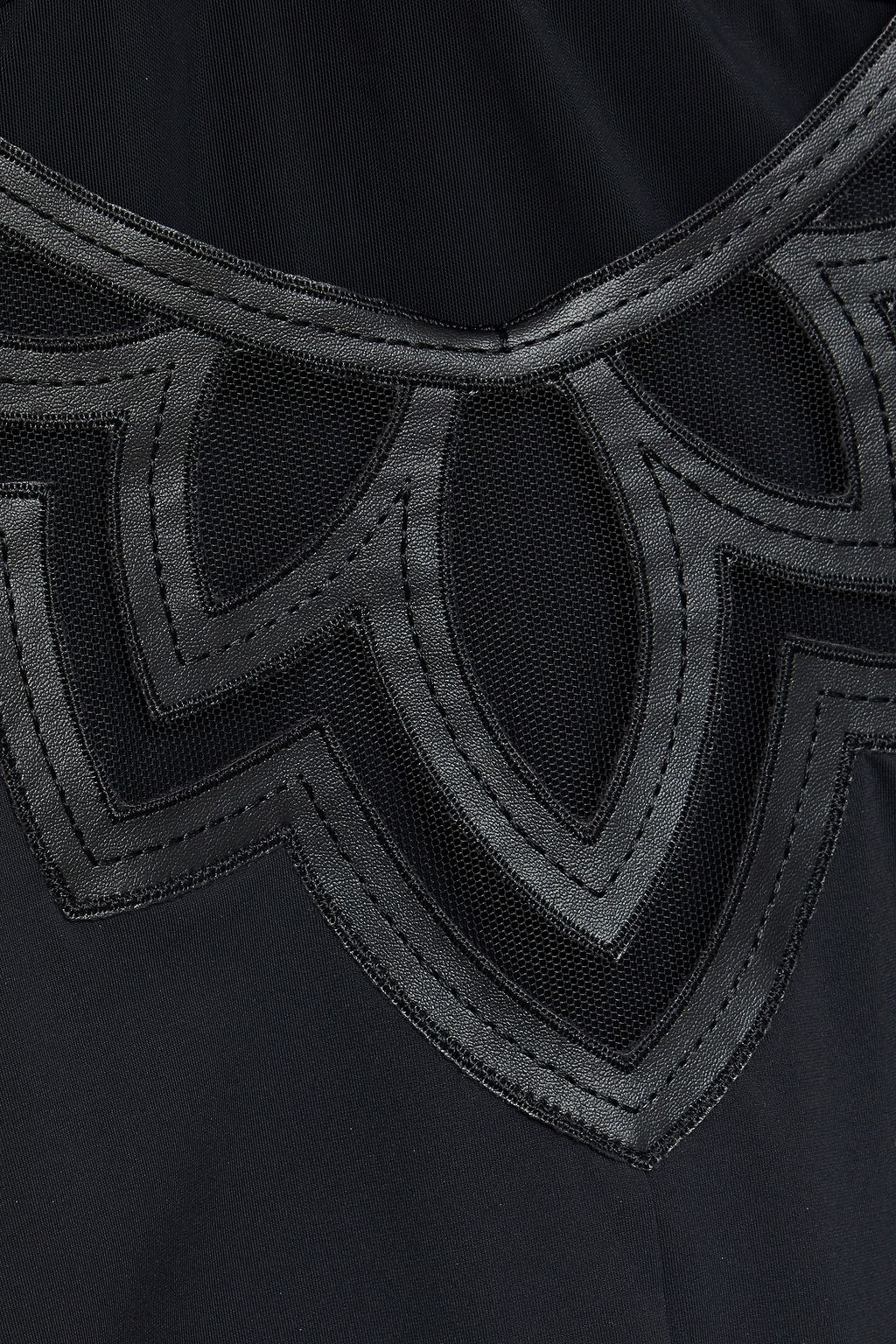 SIMONE PÉRÈLE Faux leather and mesh-trimmed swimsuit