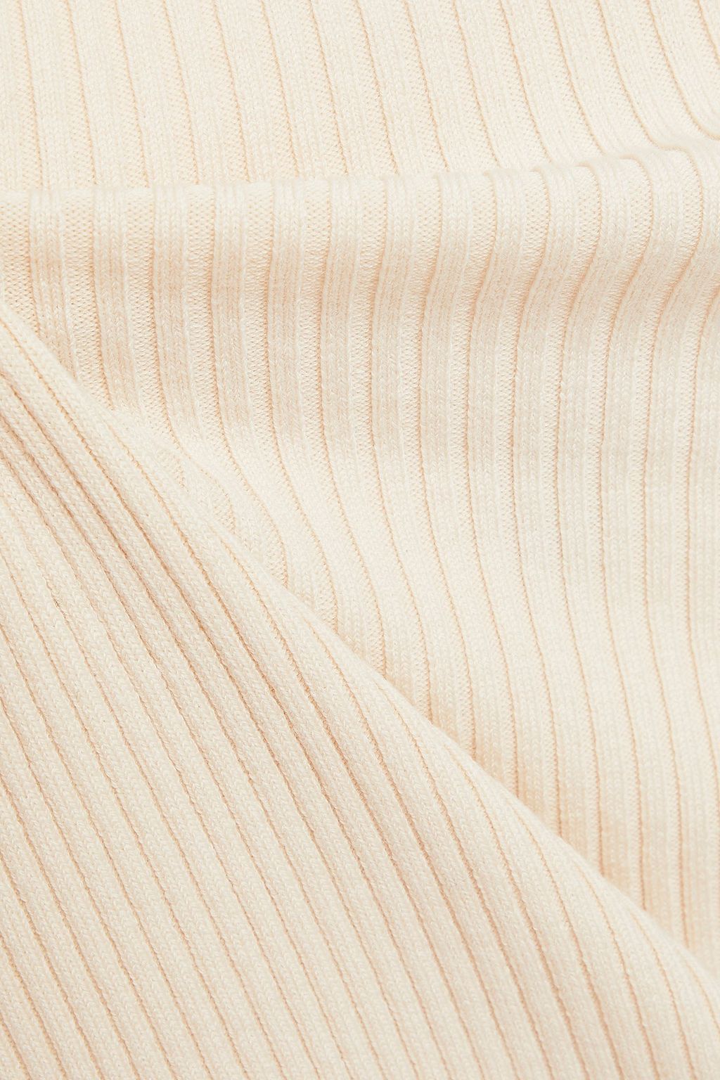 THEORY Asymmetric ribbed wool-blend turtleneck top