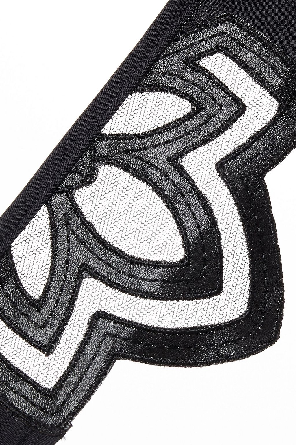 SIMONE PÉRÈLE Maya knotted faux leather-appliquéd bikini top