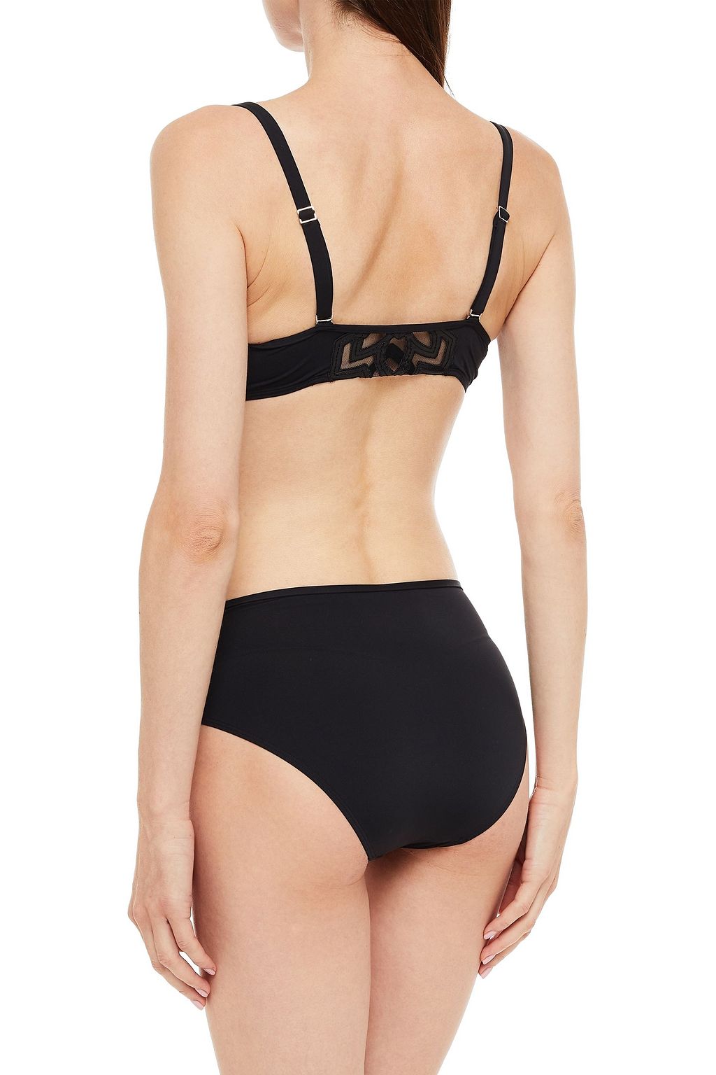 SIMONE PÉRÈLE Maya knotted faux leather-appliquéd bikini top