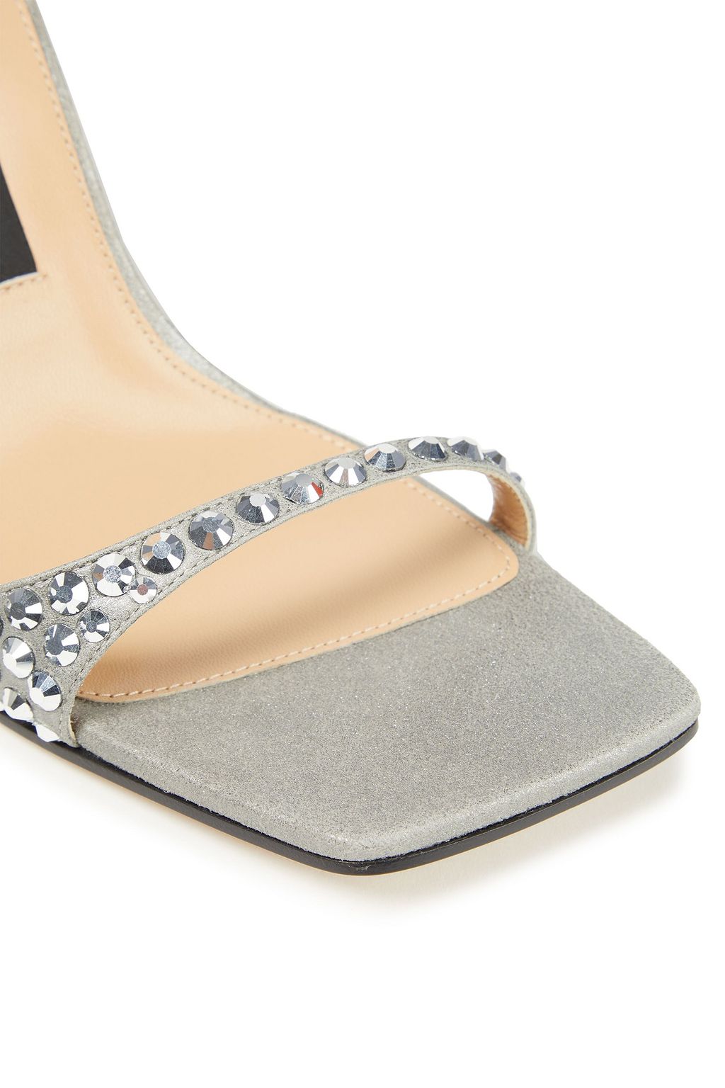 SERGIO ROSSI Crystal-embellished metallic suede sandals
