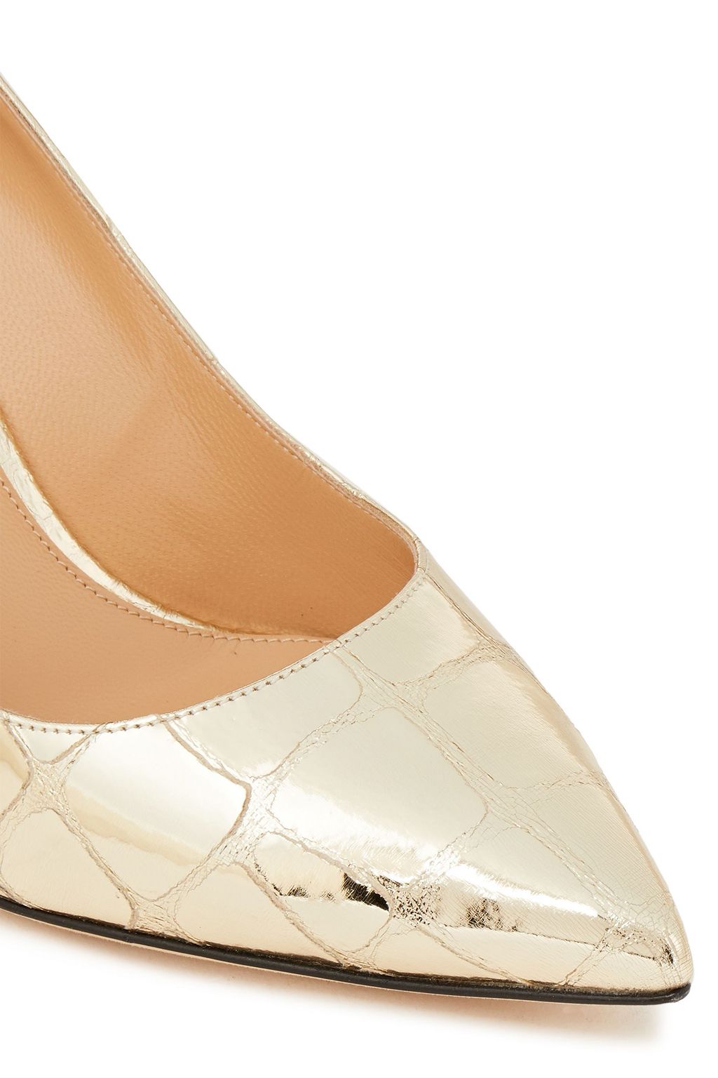 SERGIO ROSSI Metallic croc-effect leather pumps