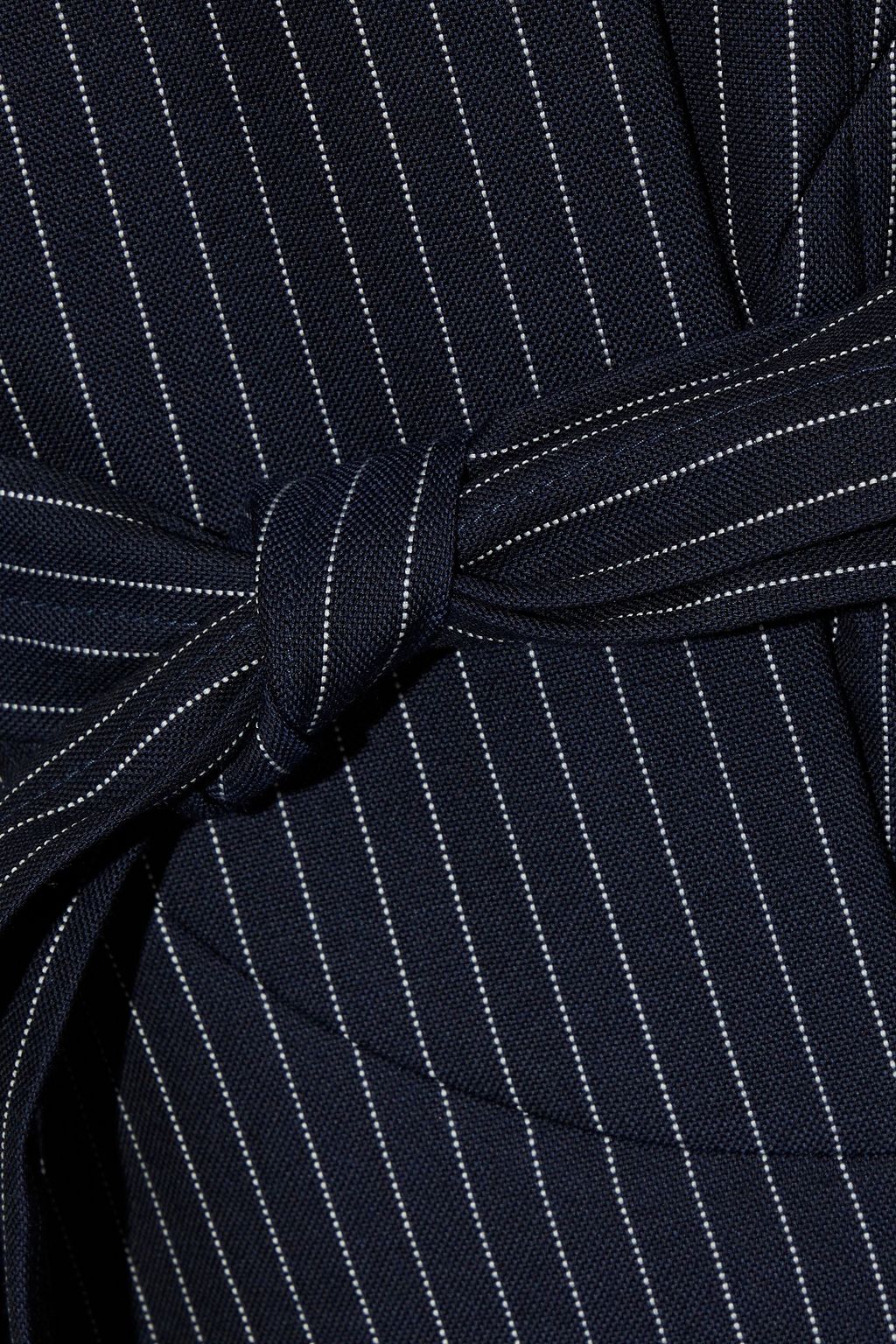 CHLOÉ Belted pinstriped grain de poudre wool coat