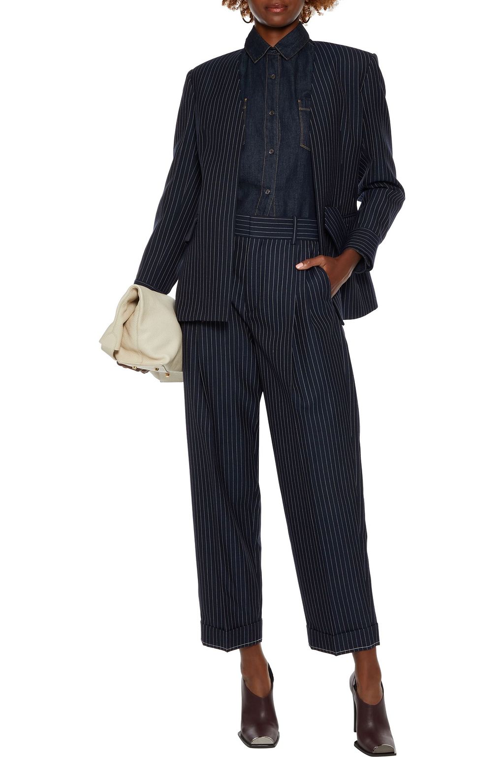 CHLOÉ Pinstriped wool straight-leg pants