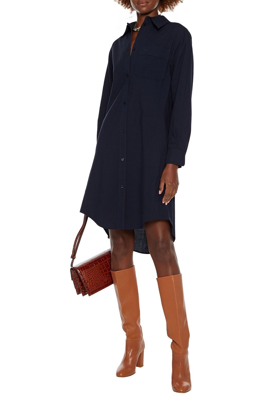 SEE BY CHLOÉ Embroidered cotton-jacquard shirt dress