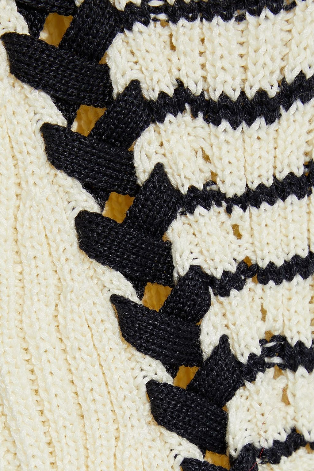 CHLOÉ Lace-up striped ribbed cotton and wool-blend sweater