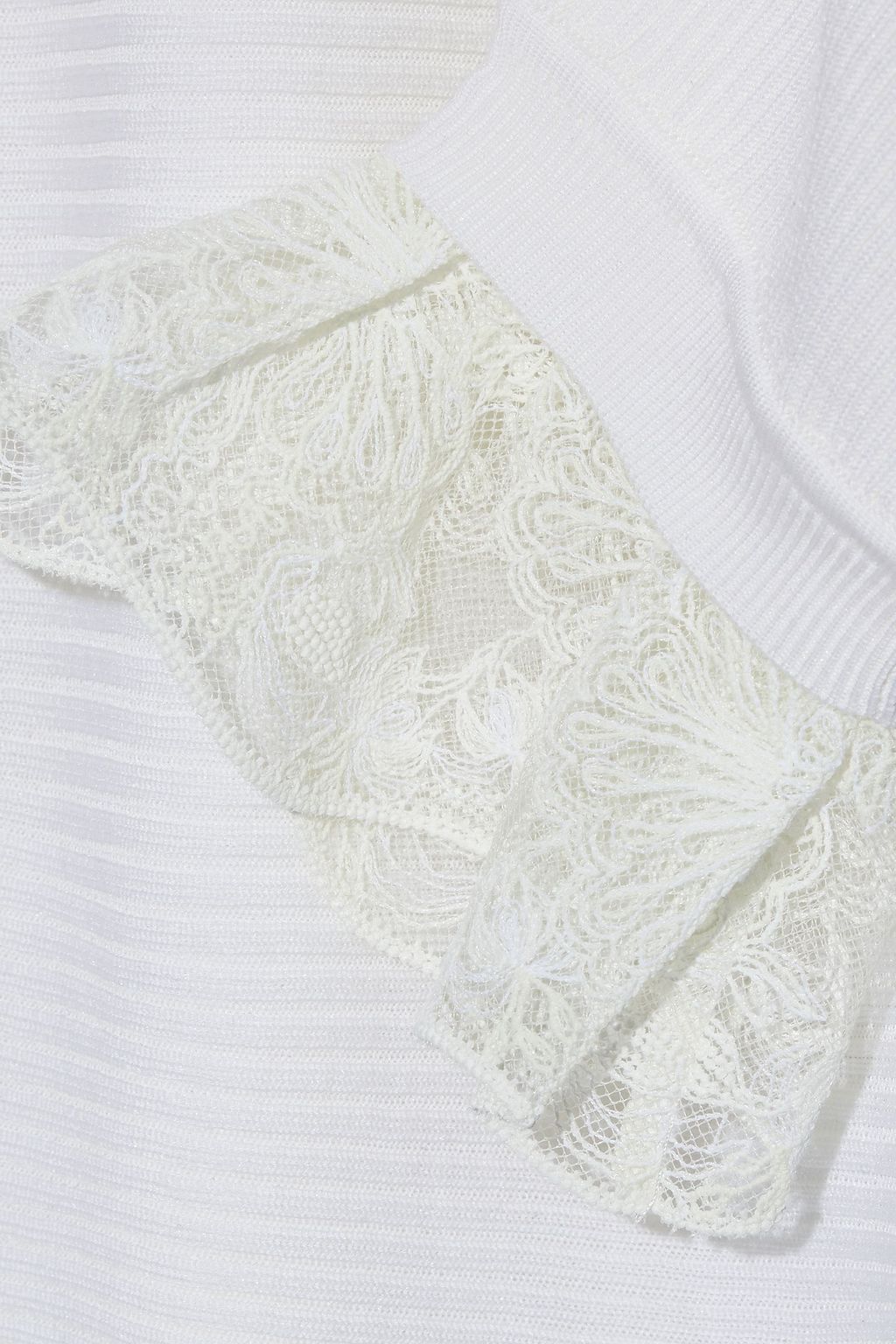 CHLOÉ Lace-trimmed ribbed wool and silk-blend sweater