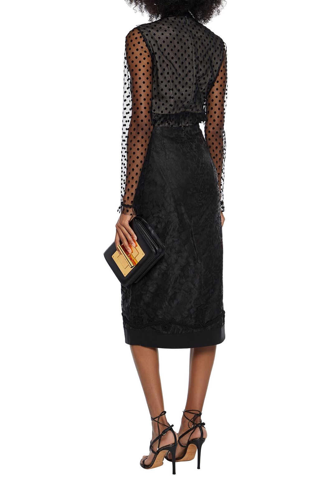 ERDEM Rohanna button-embellished braid-appliquéd jacquard midi skirt