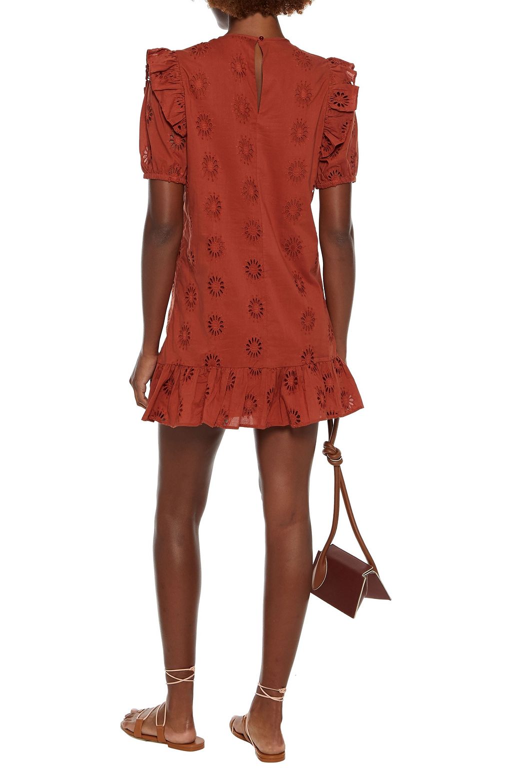 WALTER BAKER Valentina ruffled broderie anglaise cotton mini dress