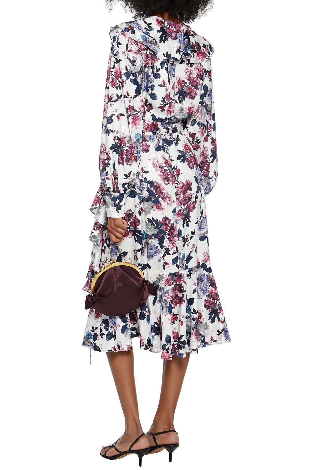 ERDEM Jerridine ruffled floral-print jacquard midi wrap dress