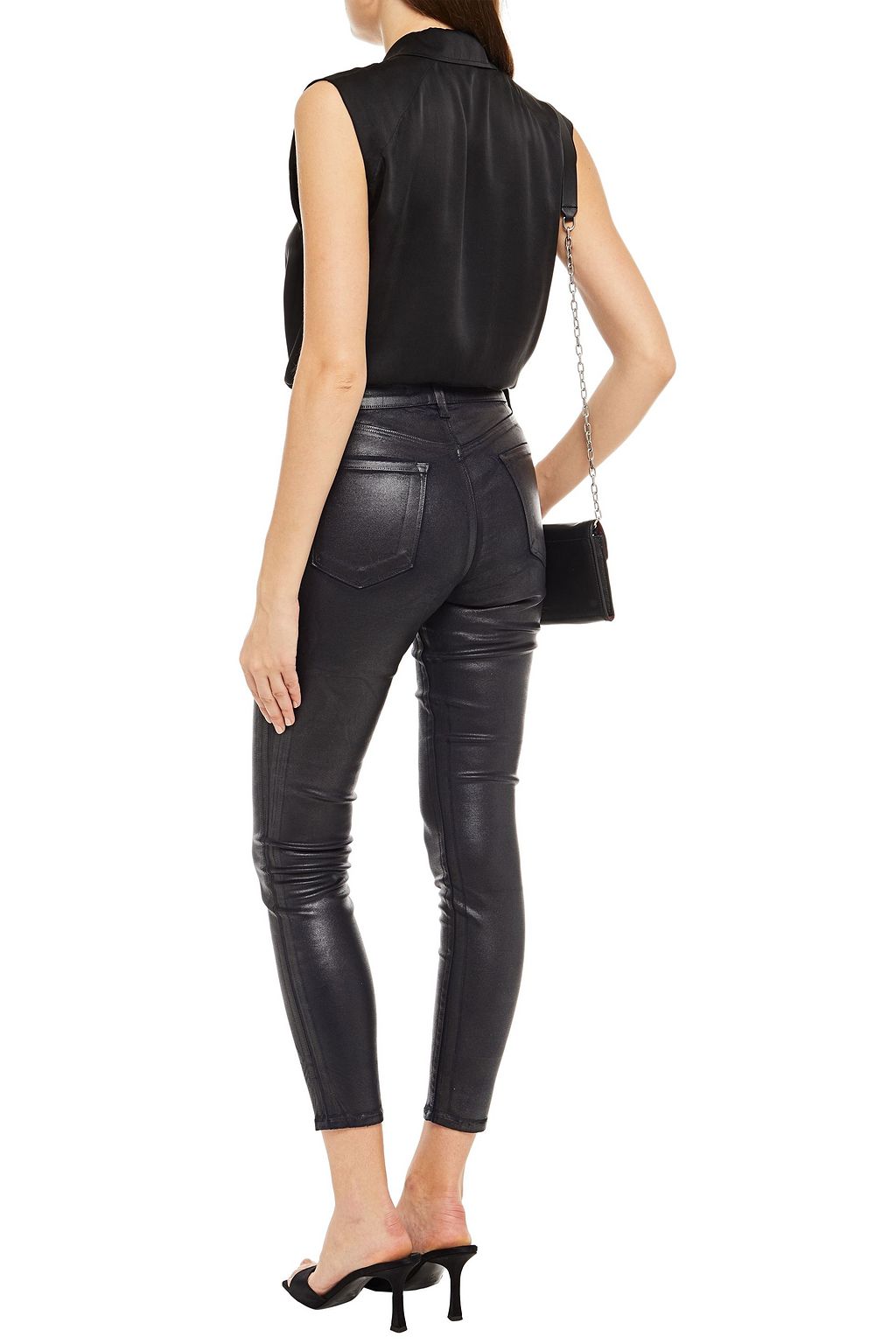 J BRAND Coated high-rise skinny jeans