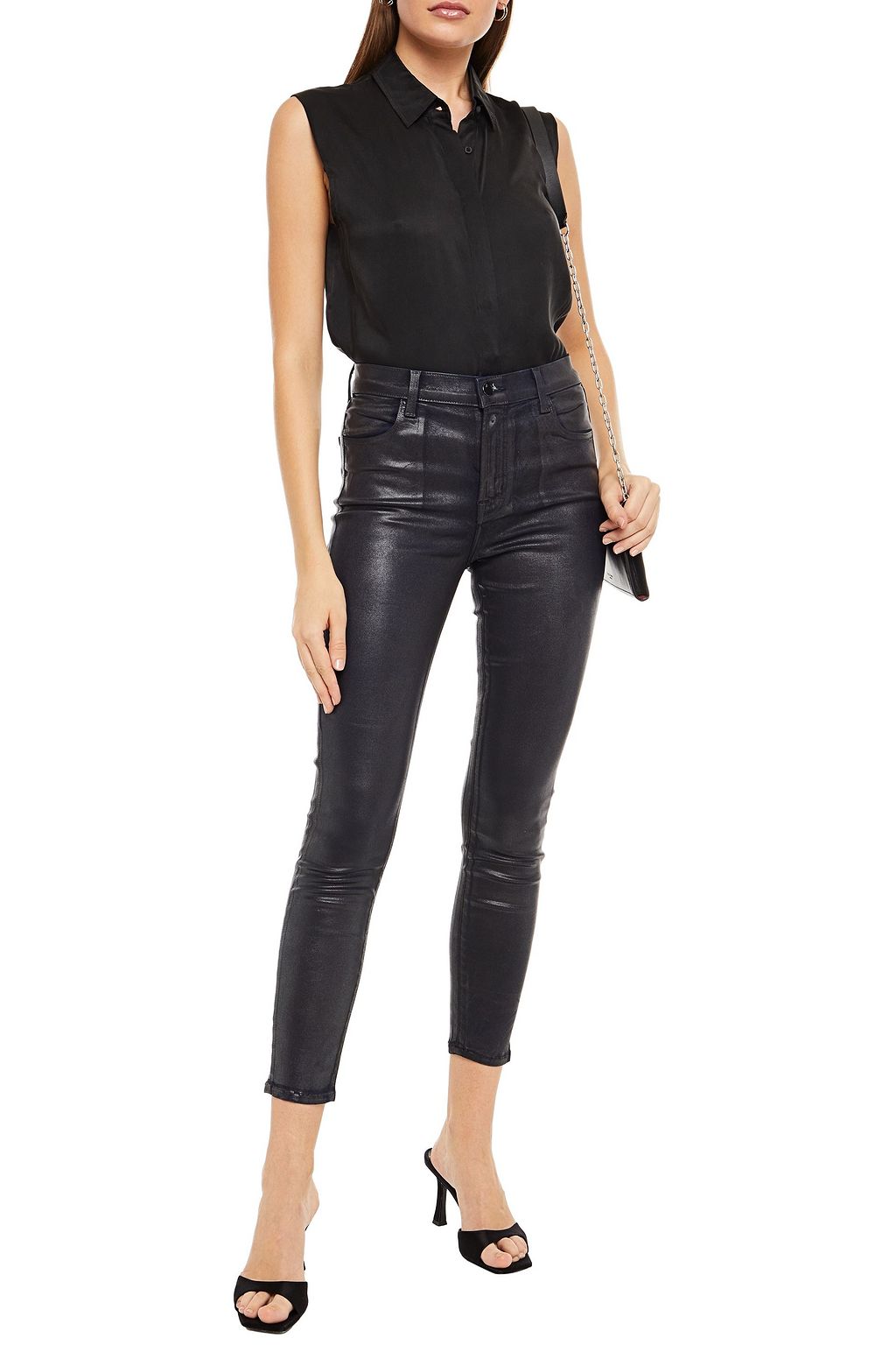 J BRAND Coated high-rise skinny jeans