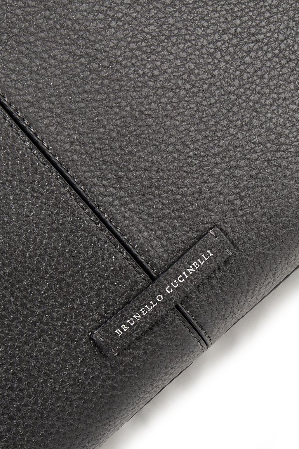 BRUNELLO CUCINELLI Schultertasche aus Narbenleder mit Zierperlen