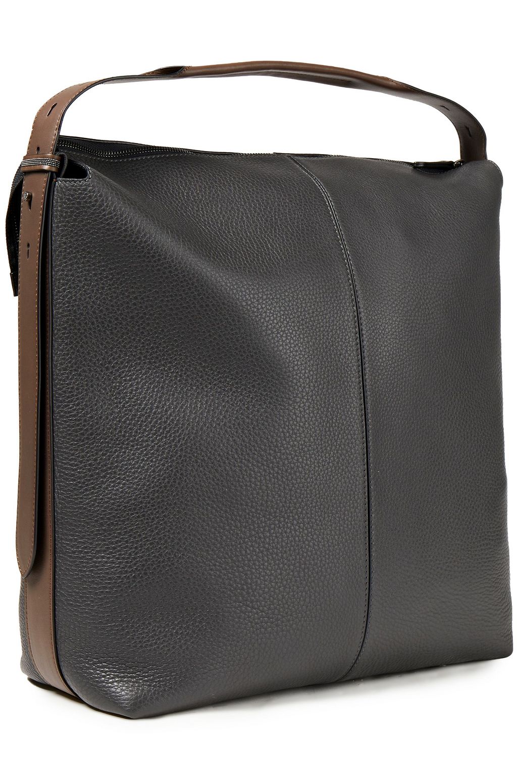BRUNELLO CUCINELLI Schultertasche aus Narbenleder mit Zierperlen