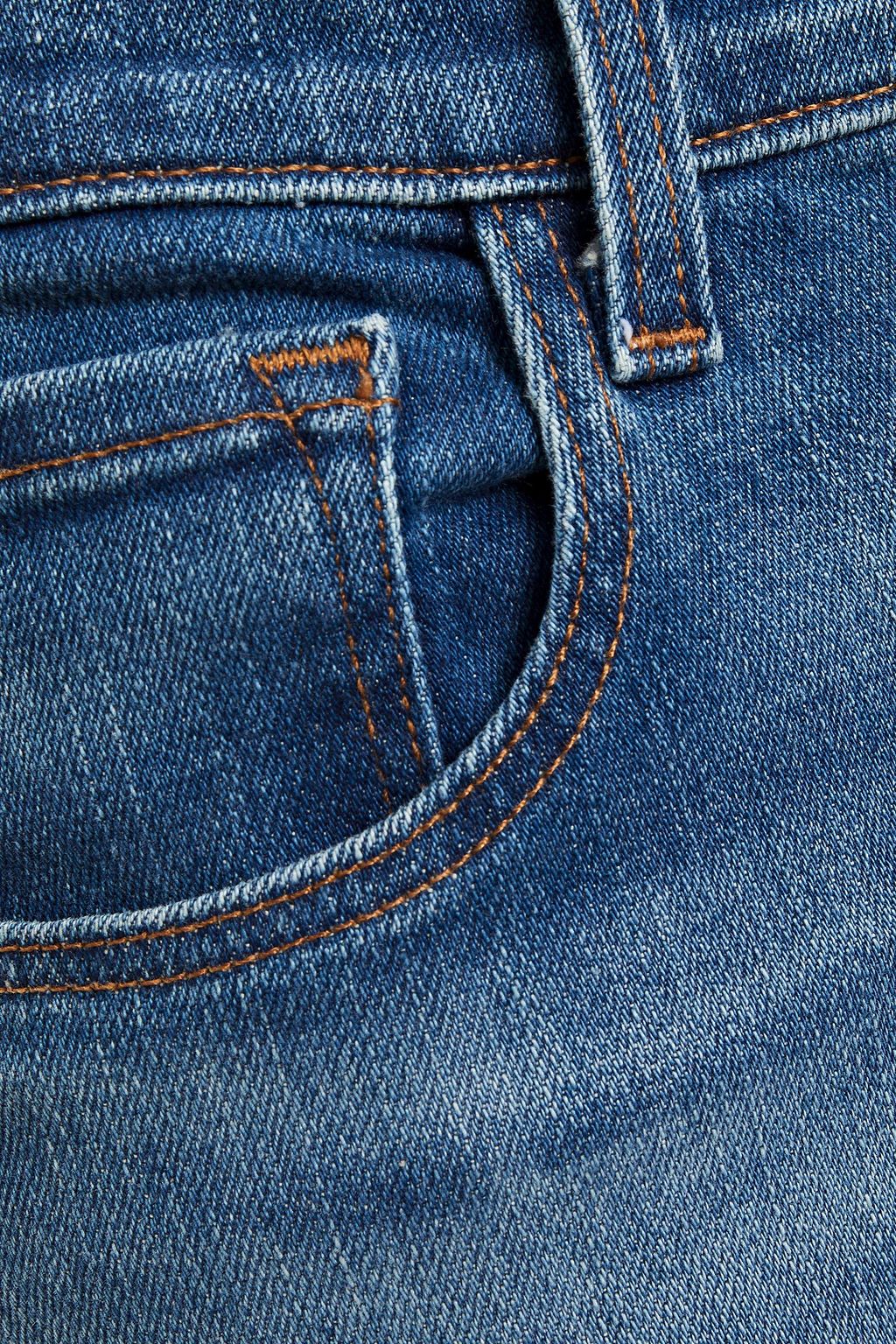 J BRAND Cropped distressed high-rise slim-leg jeans