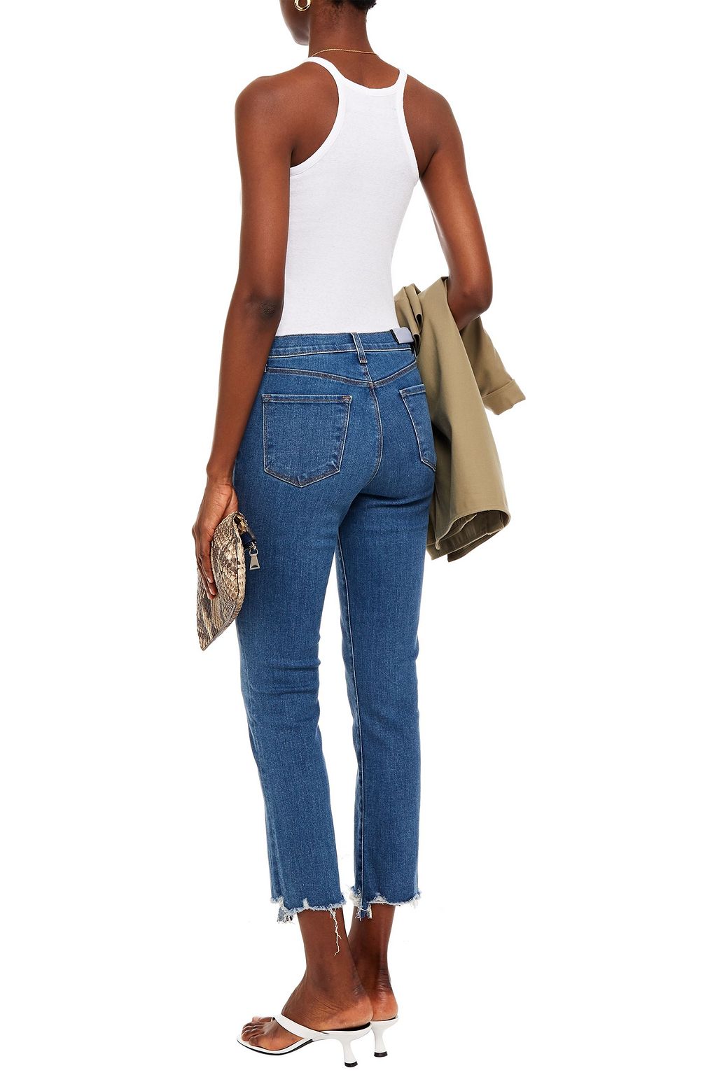 J BRAND Cropped distressed high-rise slim-leg jeans