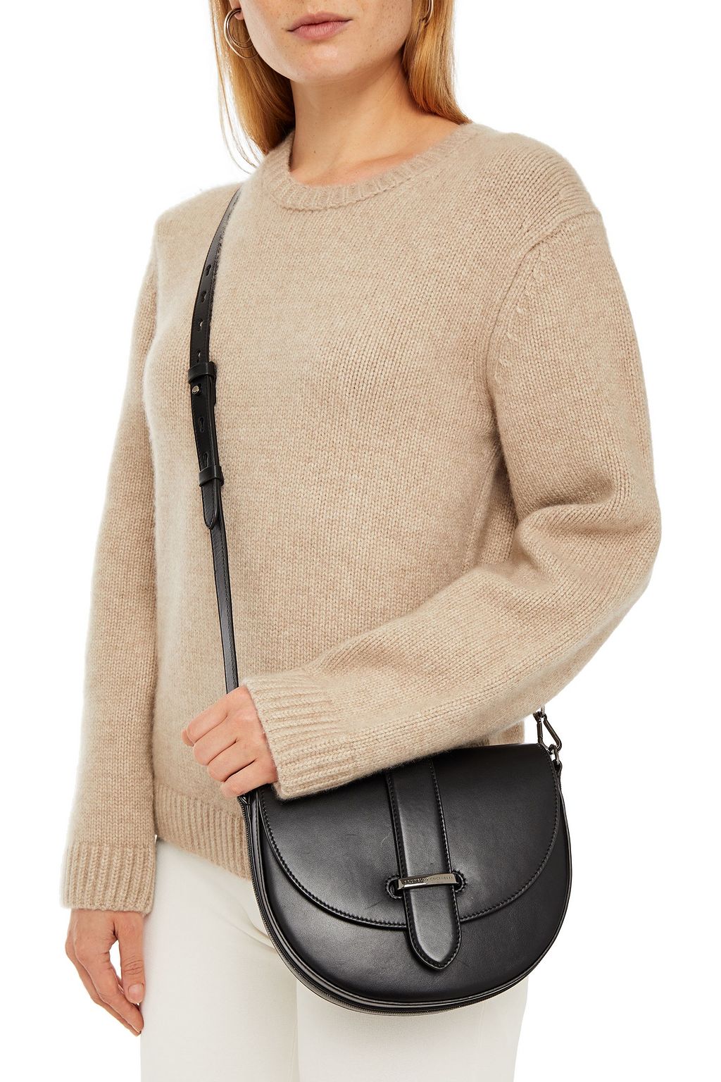 BRUNELLO CUCINELLI Bead-embellished leather shoulder bag